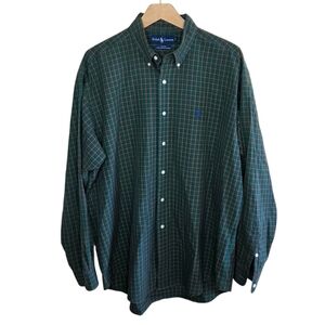 90s Ralph Lauren Blake Hunter Green Red Yellow Plaid Button Down Shirt Large
